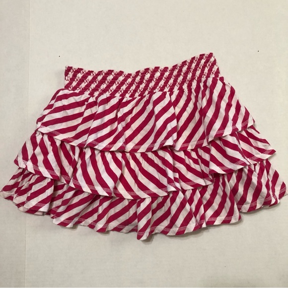 Circo Pink White Striped cotton Mini Skirt girls size XL ruffle layers w/ shorts - Picture 1 of 7
